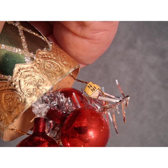 Vintage Christmas Cone Ornament Tinsel & Balls - Picture 7 of 7